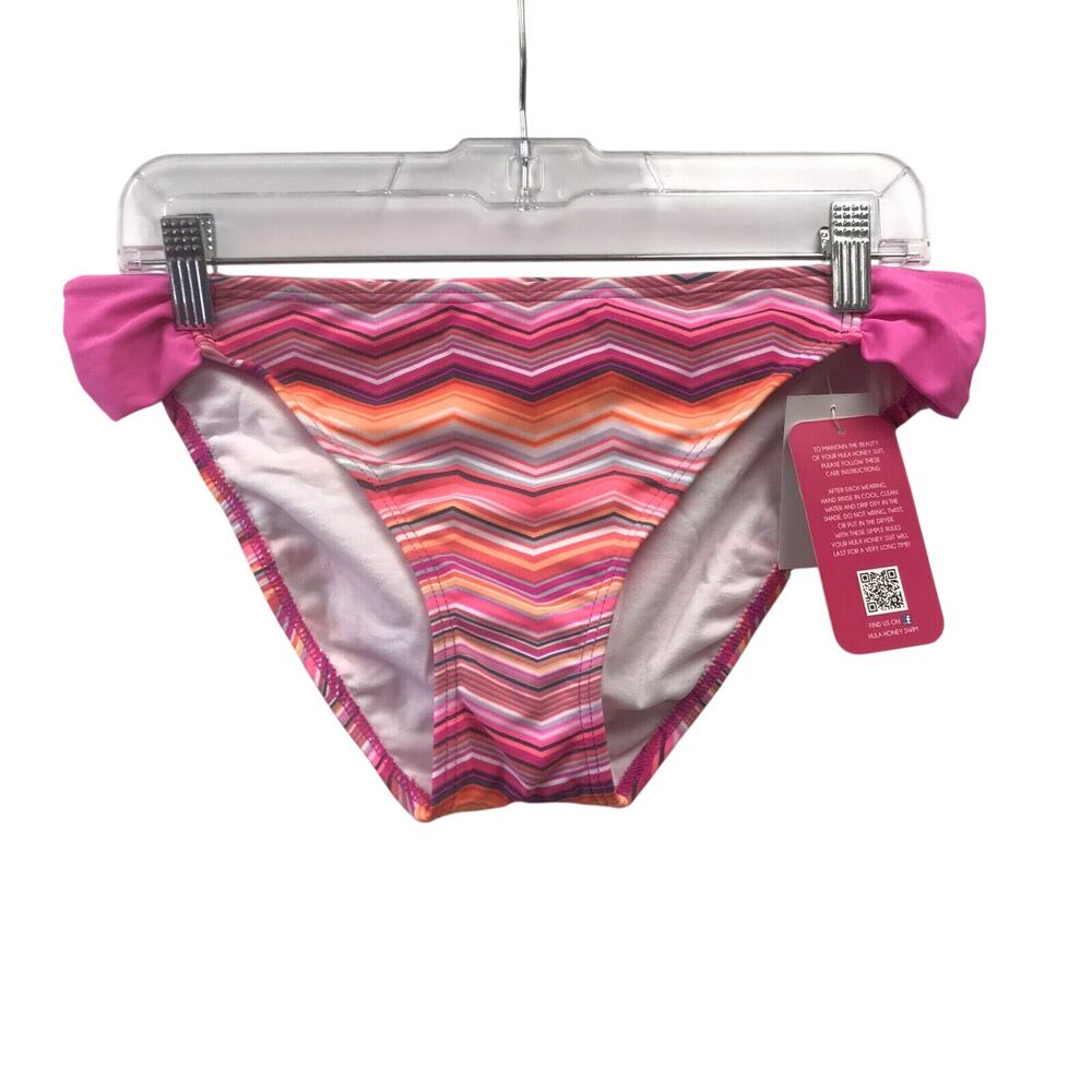 Hula Honey Bikini Womens XL Swim Suit Bottom Pink White Orange Gray